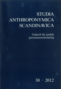 Studia Anthroponymica Scandinavica 2012