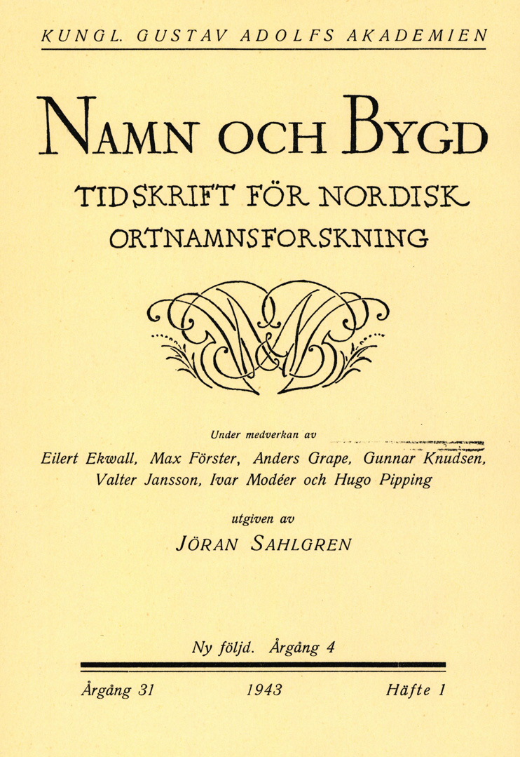 Namn och bygd 1943, häfte 1