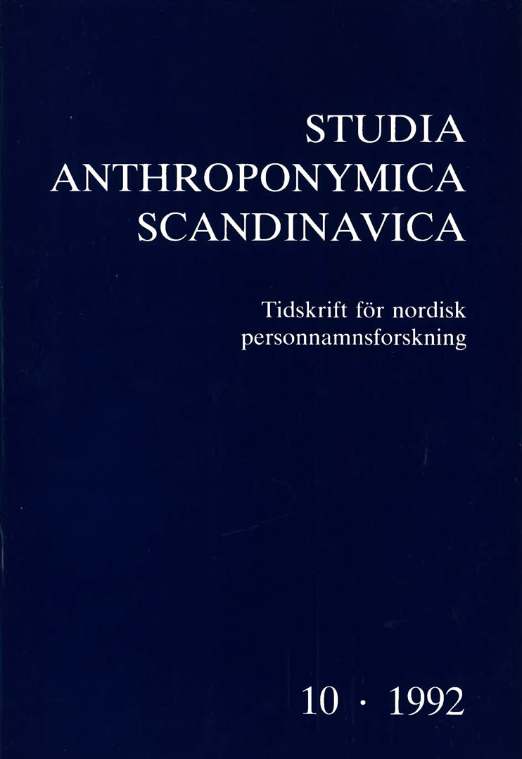 Studia Anthroponymica Scandinavica 1992