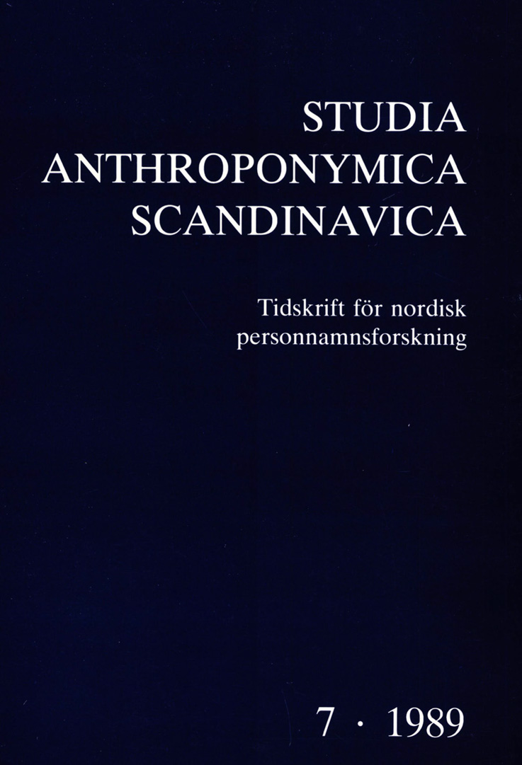 Studia Anthroponymica Scandinavica 1989