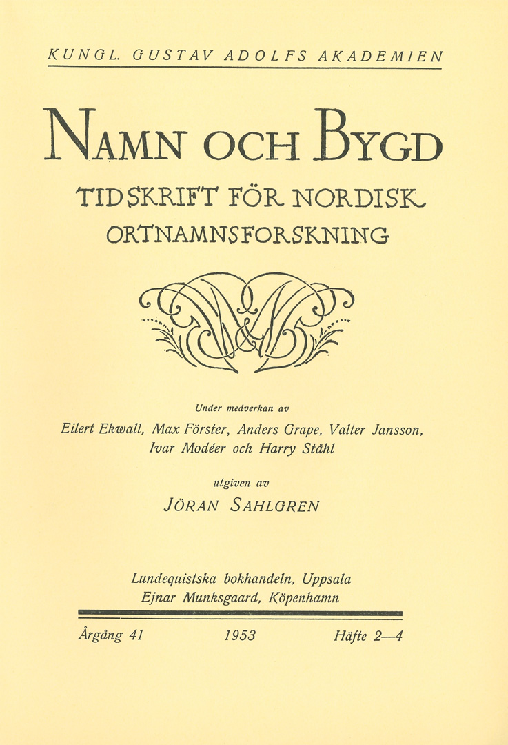 Namn och bygd 1953, häfte 2–4