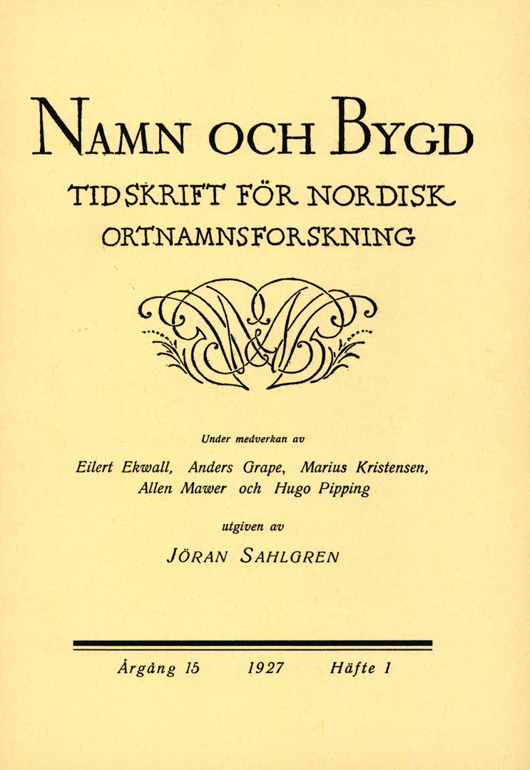 Namn och bygd 1927 häfte 1