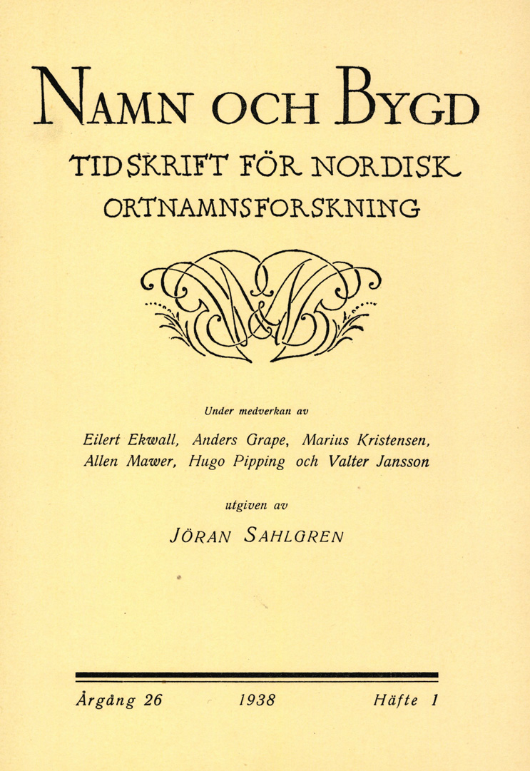 Namn och bygd 1938, häfte 1
