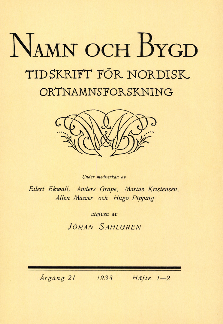 Namn och bygd 1933, häfte 1–2