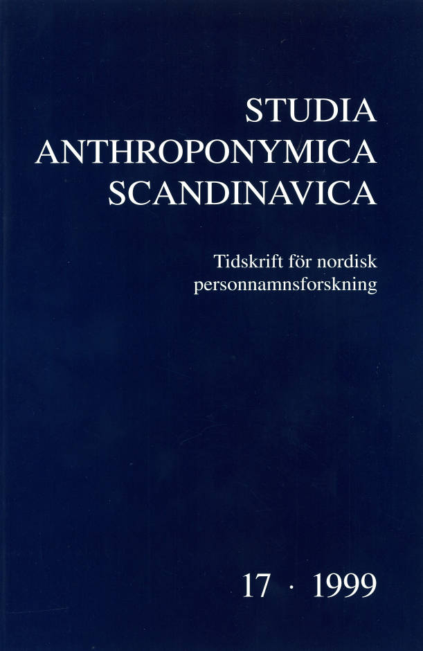 Studia Anthroponymica Scandinavica 1999