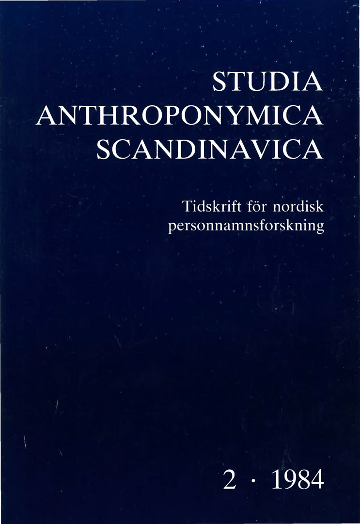 Studia Anthroponymica Scandinavica 1984