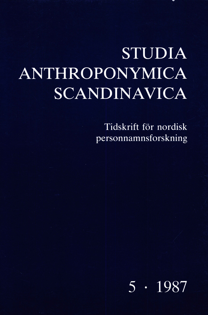 Studia Anthroponymica Scandinavica 1987
