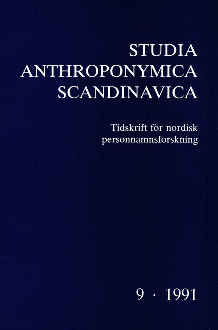Studia Anthroponymica Scandinavica 1991