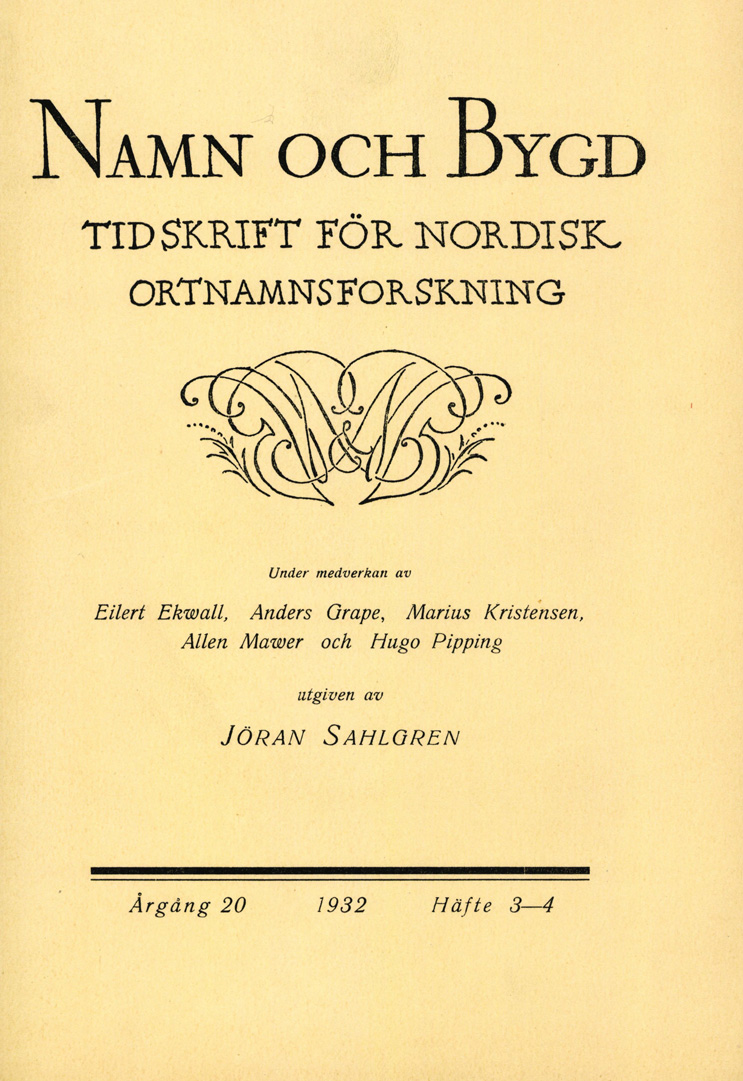 Namn och bygd 1932, häfte 3–4