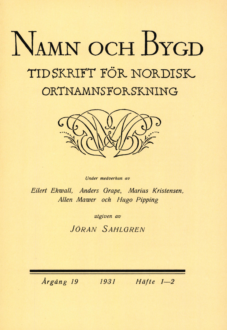 Namn och bygd 1931, häfte 1–2